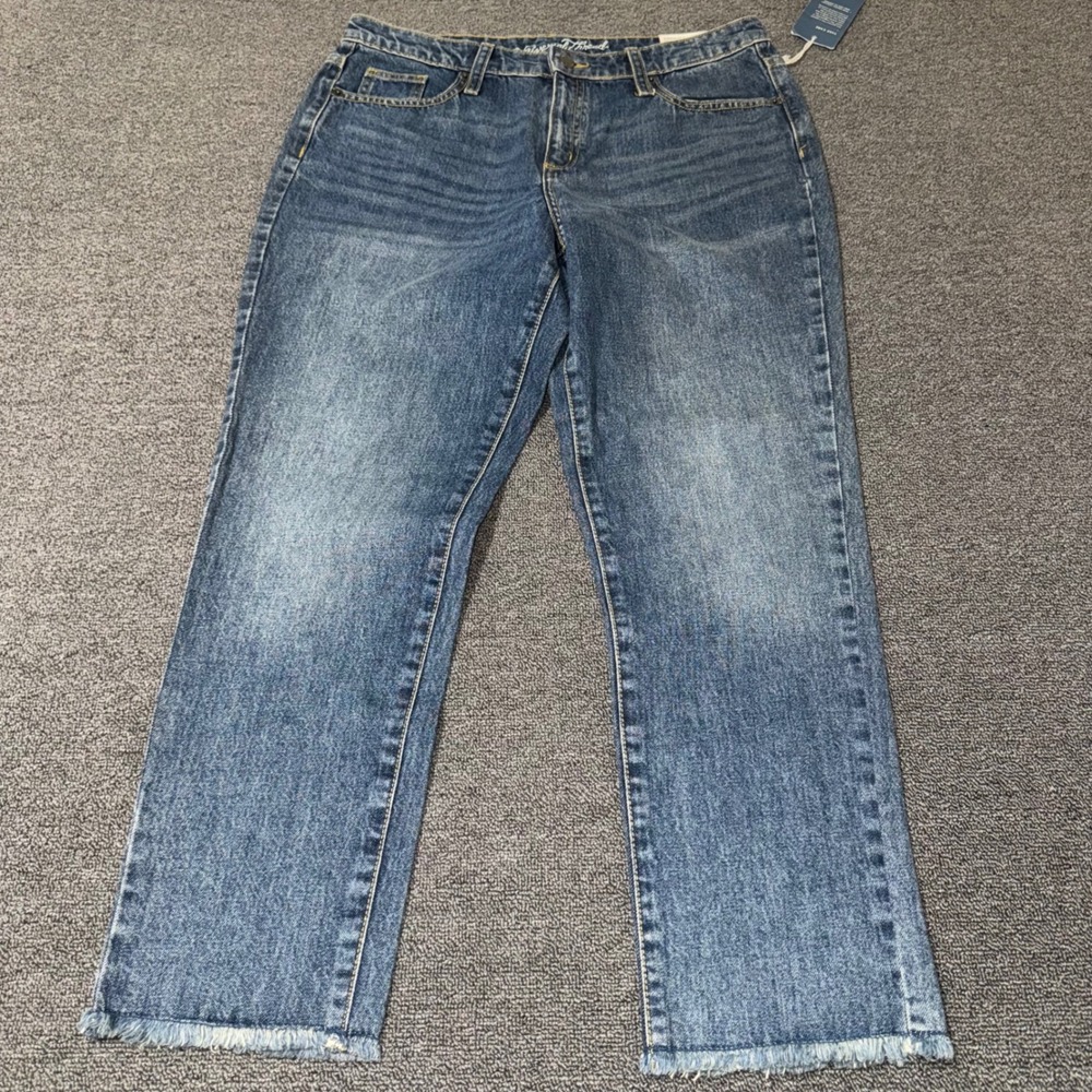 Universal Thread Womens High-Rise Straight Jeans Blue 10/30R Raw Hem 100% Cotton - Picture 1 of 10